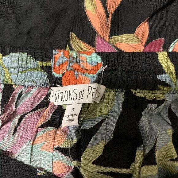 Patrons of Peace Maxi Skirt Floral Black Pull on - Picture 4 of 6